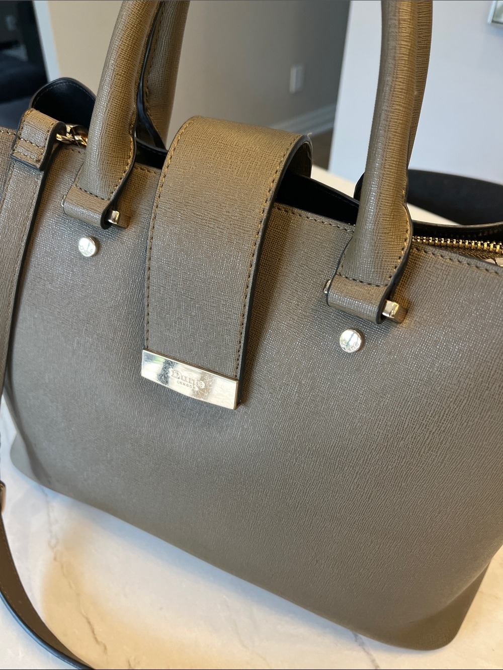 Dune London Olive Green Saffiano Satchel with Detachable Strap - Picture 2 of 11